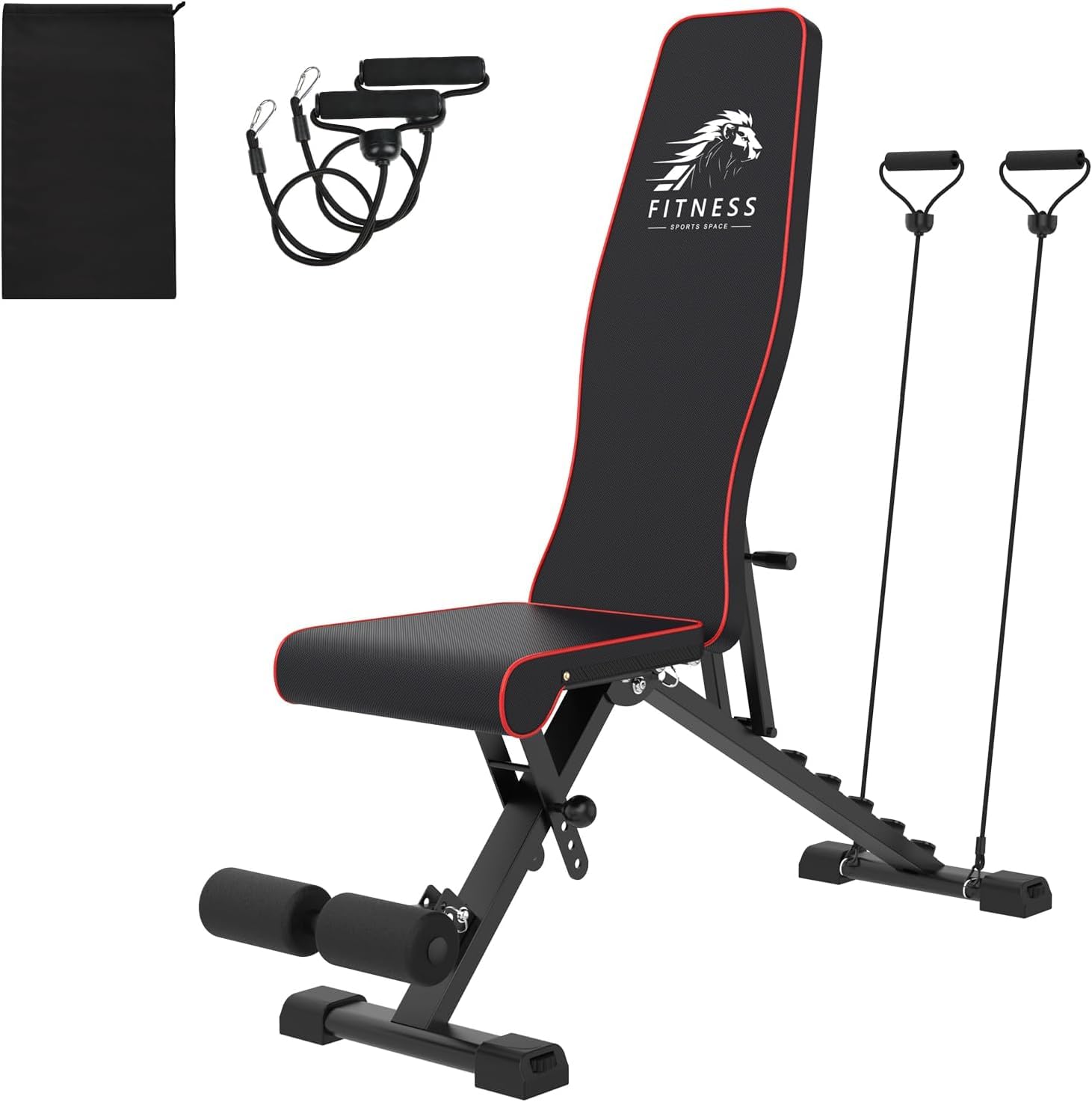 Dskeuzeew Adjustable Weight Bench, 660LBS/300KG Stable Strength Gym Bench with Resistance Bands, Fast Folding Incline/Decline Multi-Position Adjustable Gym Bench for Home Full Body Workout