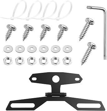 Adjustable Motorcycle License Plate Bracket Kit with Screws,2 in 1 Motorcycle License Plate Holder for Licenses Plates & Tail Light,Universal Motorcycles Licenses Plates Mount