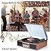 Record Player Bluetooth Turntable with Stereo Speakers Portable Belt-Driven Nostalgic LP Vinyl Record Player with FM Stereo Radio Line Output Headphone Jack Natural Wood Design 2019 Upgraded