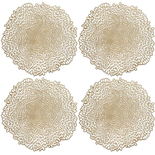 Sets de table dorés lavables en PVC isolant de 38 cm