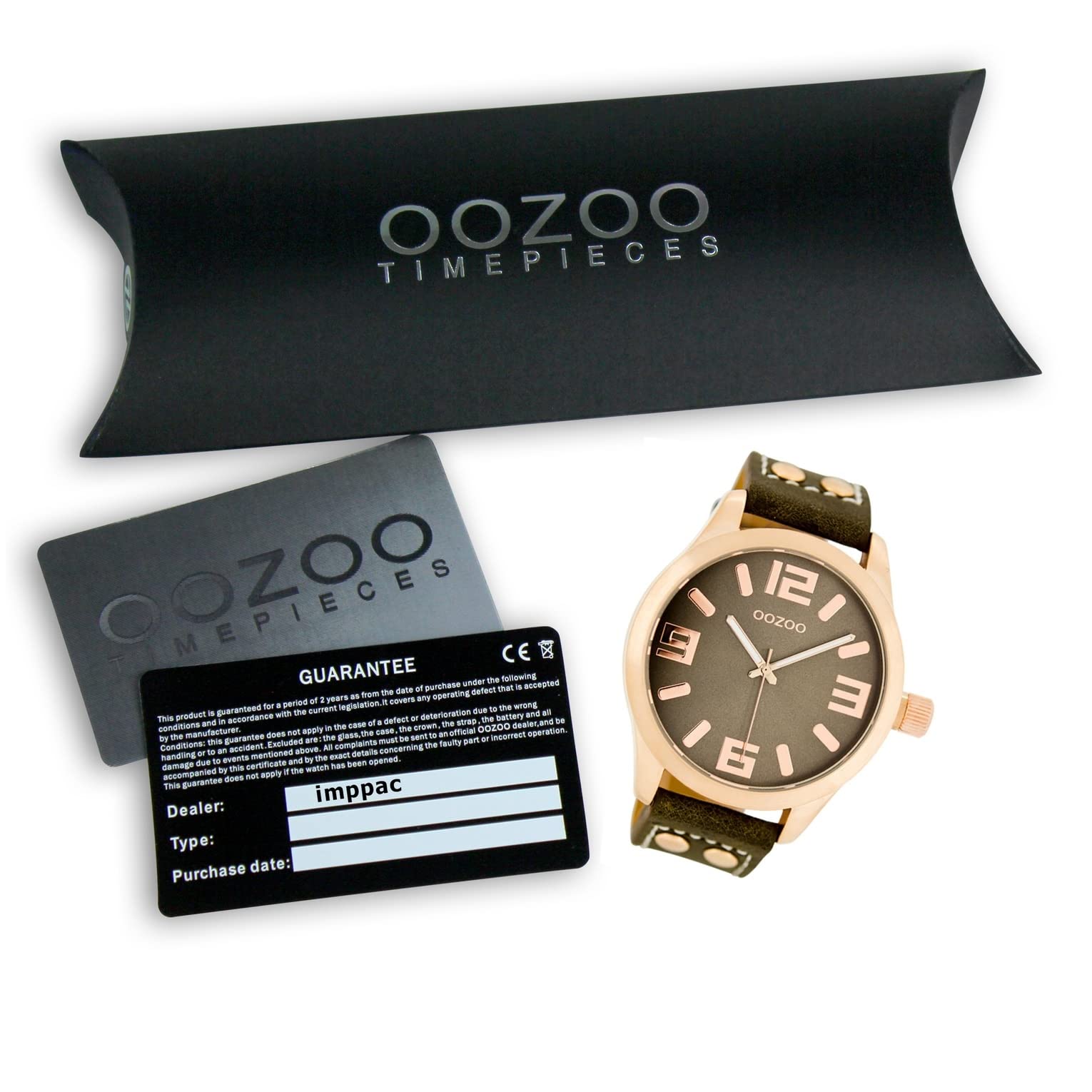 Oozoo C1158 - Armbanduhr für Damen, Lederarmband, Taupe