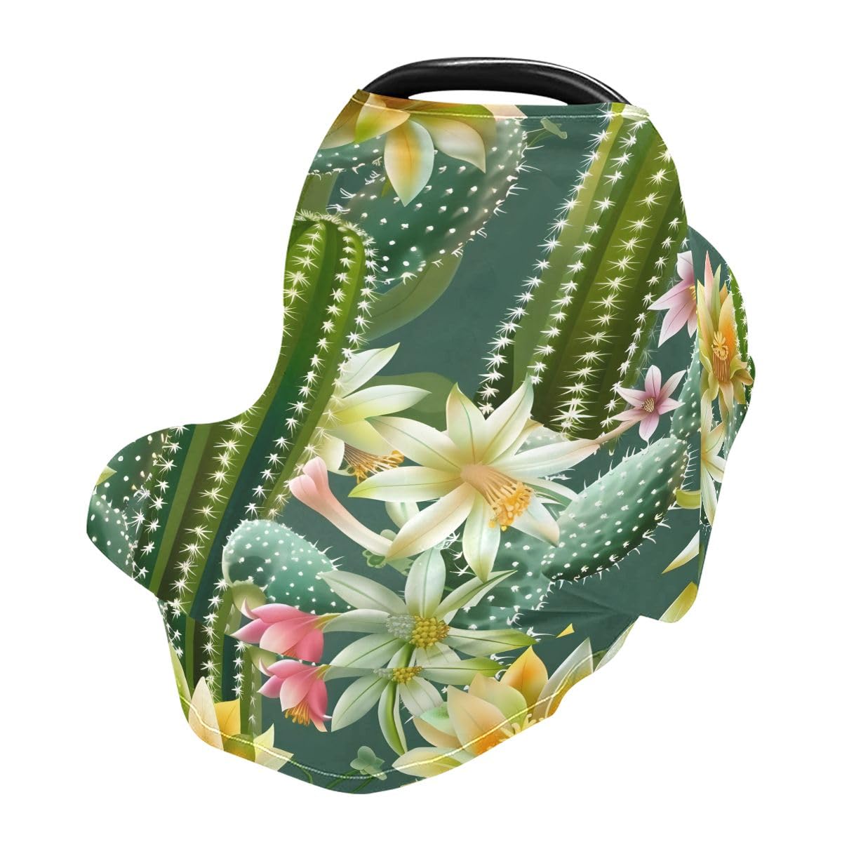 Baby Car Seat Canopy Covers Nursing Cover Stretchy Boys Girls Green Cactus Flowers Carrier Cover Breastfeeding Cover Breathable