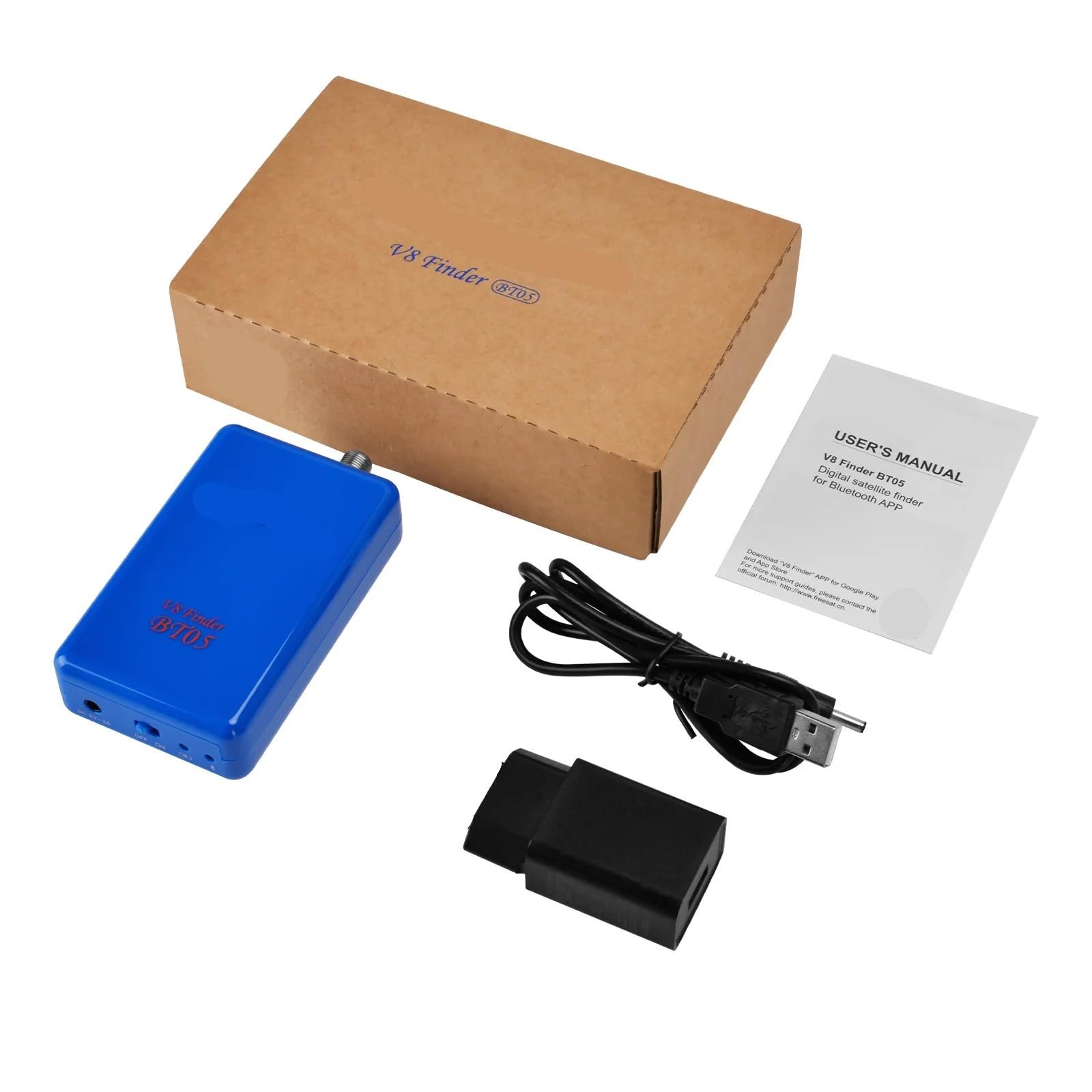 Satellite Finder, V8 Finder BT05 Sat Finder or System 1080P DVB S2 with Bluetooth Built-in Battery Satellite TV Finder Meter