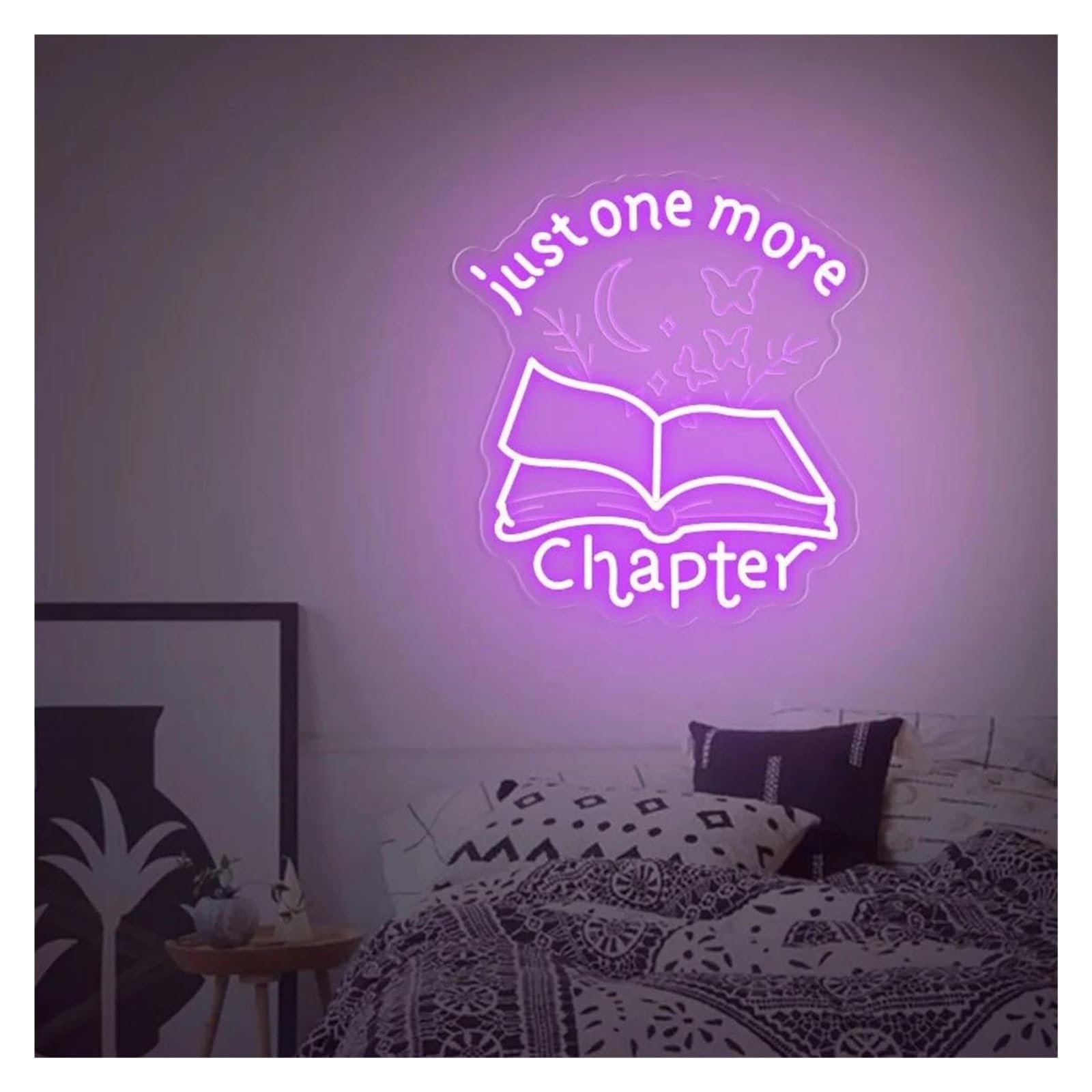 Scritta luminosa Insegna Al Neon"Just One More Chapter" Da Parete, Lampade Decorative, Camera Da Letto, Casa, Biblioteca, Libreria Per Amanti Dei Libri, 42cm(B)