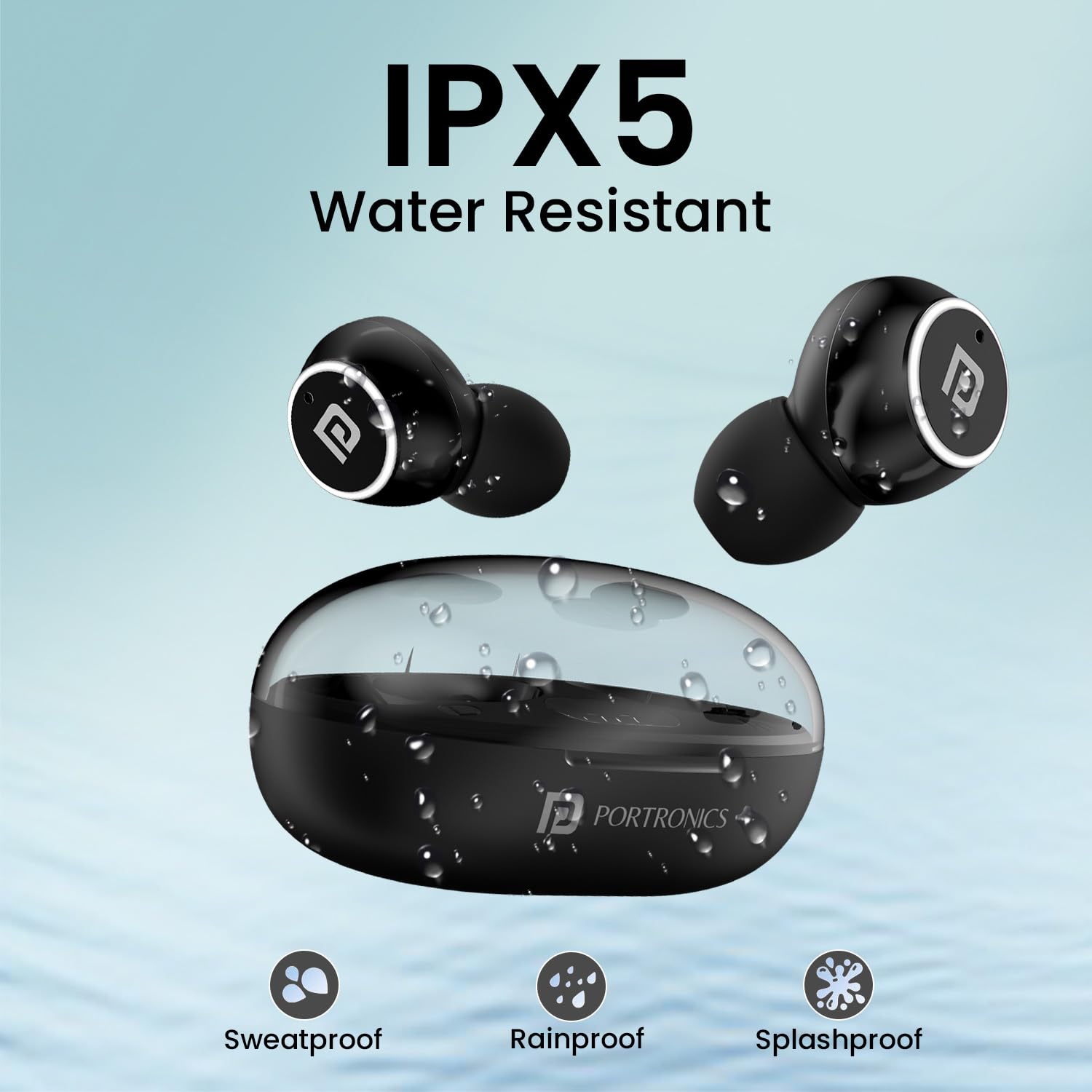 Portronics Harmonics Twins S13 in Ear True Wireless Earbuds with Mic, 24H Playtime, Game/Music Mode, Touch Control, 8mm Driver, Bluetooth 5.3v,IPX5 Water Resistance, Type C Fast Charging(Black) — Amazon image 6