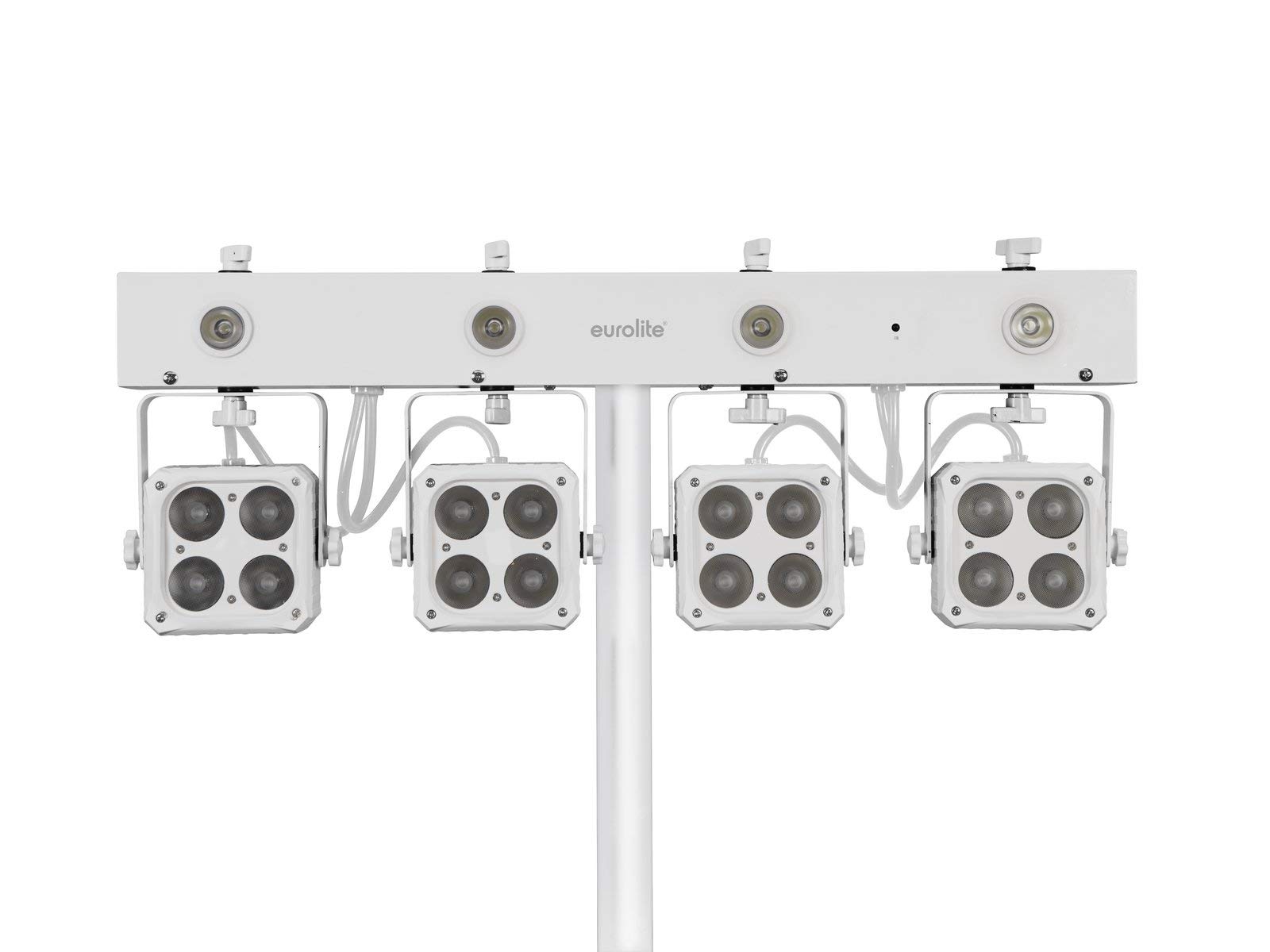 EUROLITE LED KLS-180 Kompakt-Lichtset weiß | Bar mit 4 RGBW-Spots und 4 weißen Strobe-LEDs