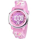 Kids Watch, Toddler Digital Watch, Digital Watch LED Electrical Watches 7 Color Lights Watch Sport Outdoor with Alarm Stopwatch Unicorn Toys Gift for 6-12 Year Girls Children Wristwatch