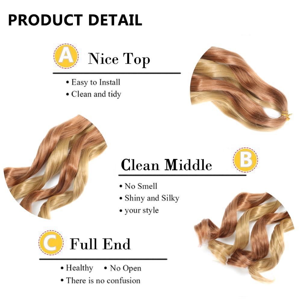 French Curl Braiding Hair 16 Inch 8 Packs Curly Braiding Hair Pre Stretched French Curls Braiding Extension Curl Crochet Braids Spiral Extensions (30P27# - Image 4