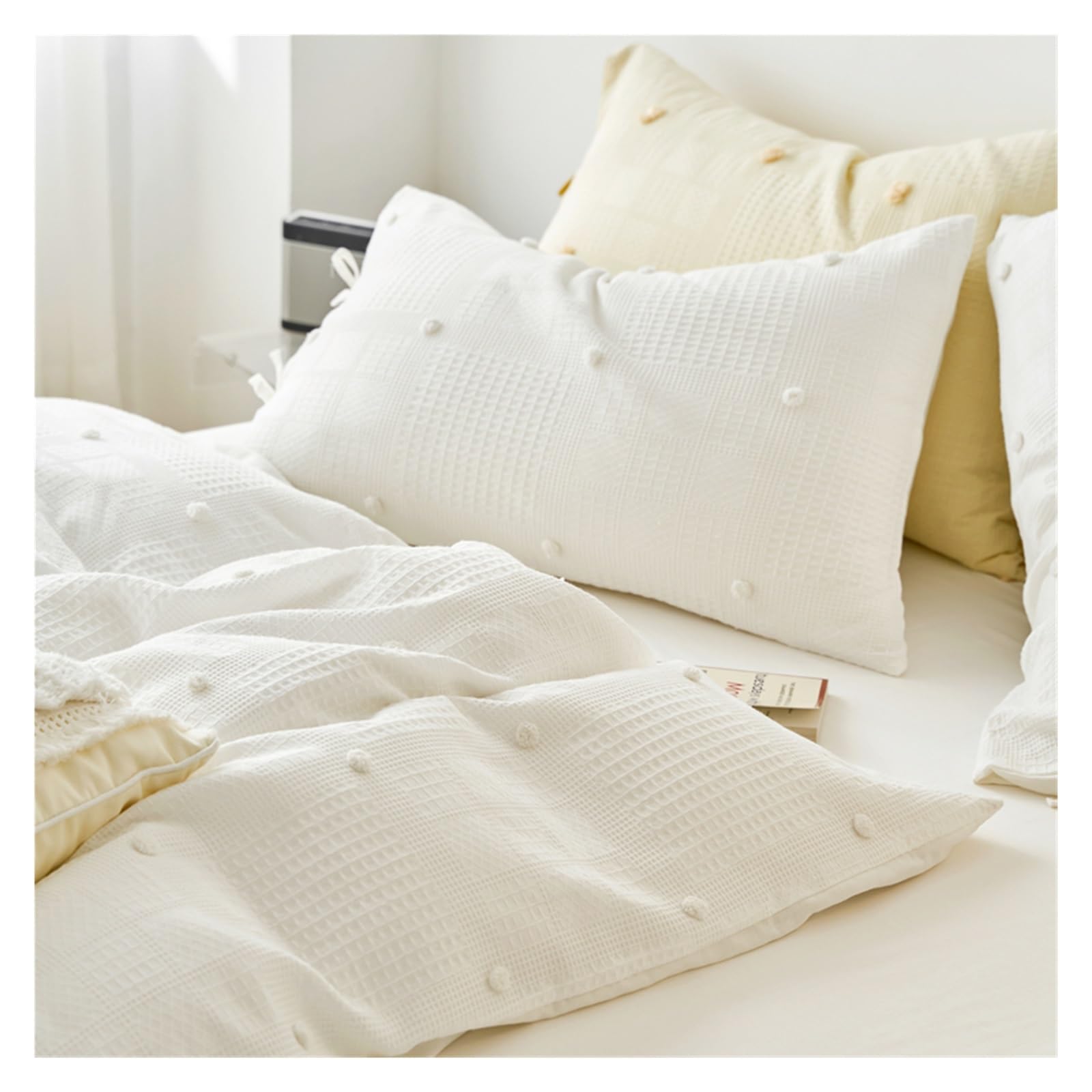 Housse de couette 100 % coton lavé brodé fini la couette qui glisse