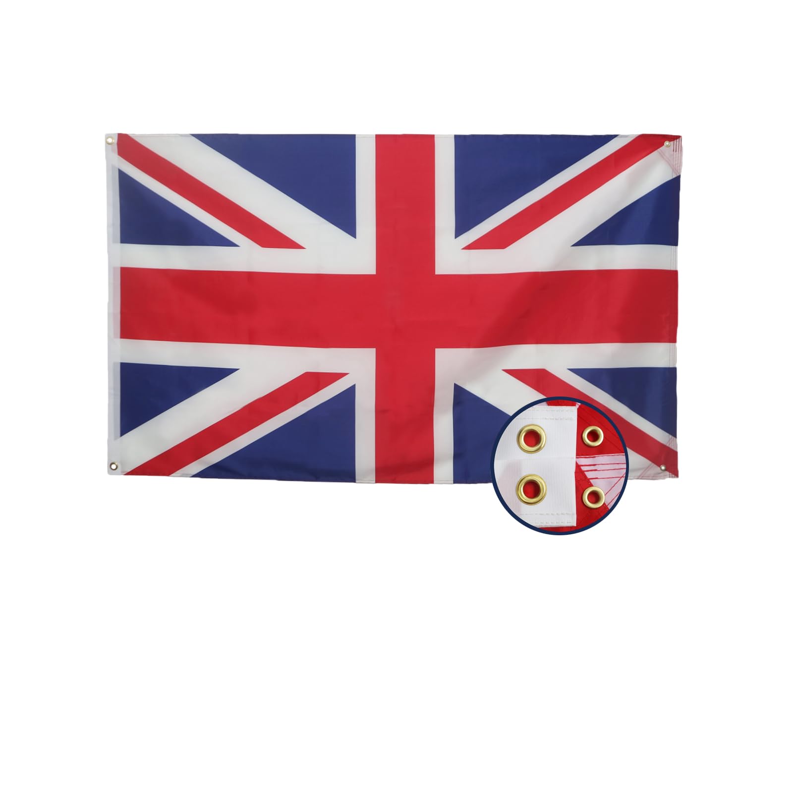 Union Jack Flag 3x5 FT, 4 Brass Grommets for Indoor British Flags - Fade Reistant printing United Kingdom Flag - Hanging UK Flags for Room/Indoor/Wall Union Jack Flag