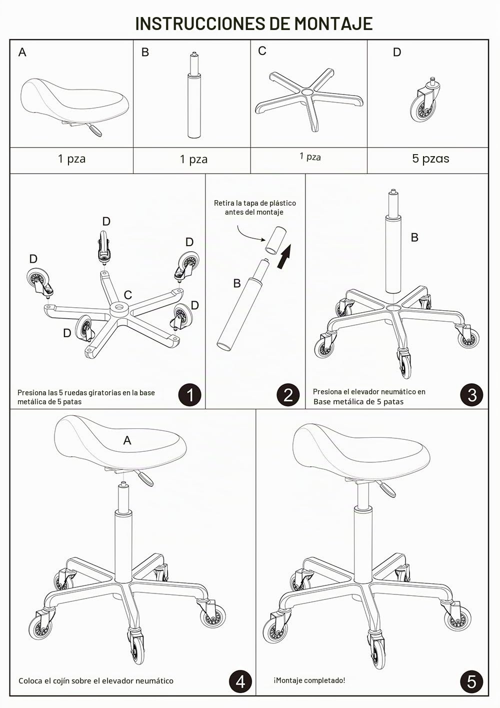 Taburete de Silla Profesional con Ruedas ergonómicas giratorias y Regulable en Altura para clínica, Dentista, salón de Belleza, Tatuaje, Oficina (Camel)