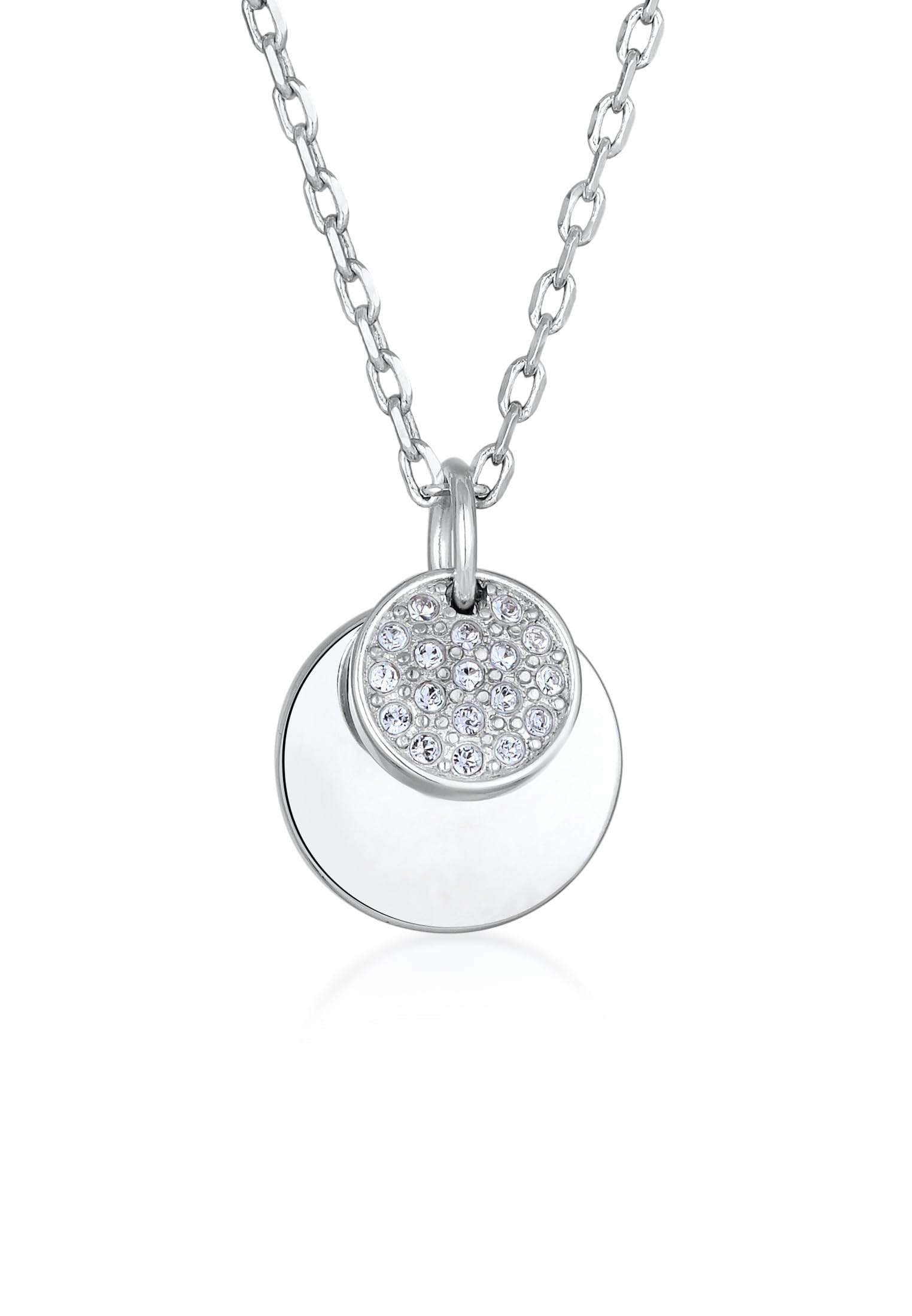 Elli Necklace Ladies Pendant Plate Elegant Silver-tone with Crystals