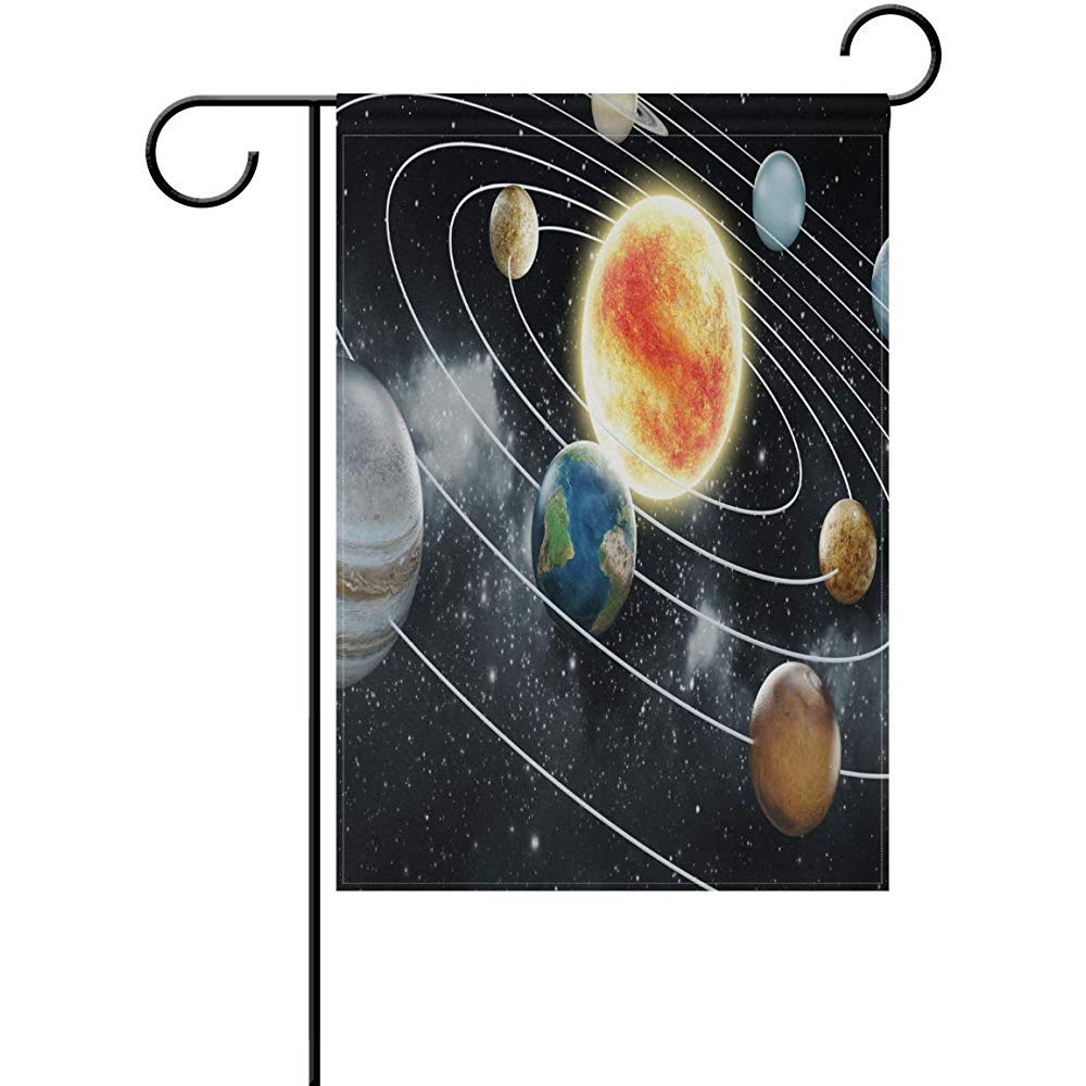 Starotor Universe Galaxy Solar System Garden Flag Double Sided House Yard Flag Holiday Seasonal Outdoor Flag 12" x 18"