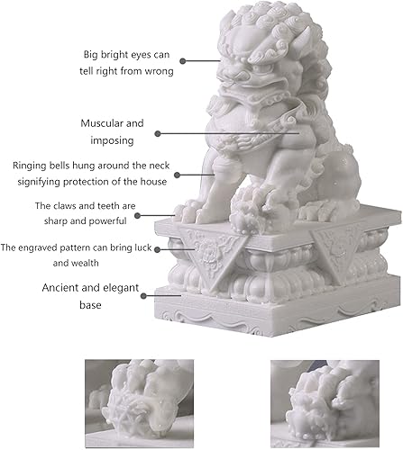 Miniatura 3 de Estatuas de perros Foo de gran tamaño, par de estatuas de mármol de Feng Shui, león guardián, decoración asiática para la entrada, la mejor