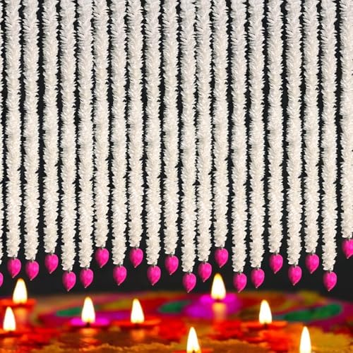 Image of Rajasthan Kraft Artificial Gajra Hanging with Lotus Design Pack of 2 | 39 Inch Long Traditional Festival & Wedding Home Dcor for Diwali, Makar Sankranti, Pooja & Griha Pravesh(RK-GJ4-2)