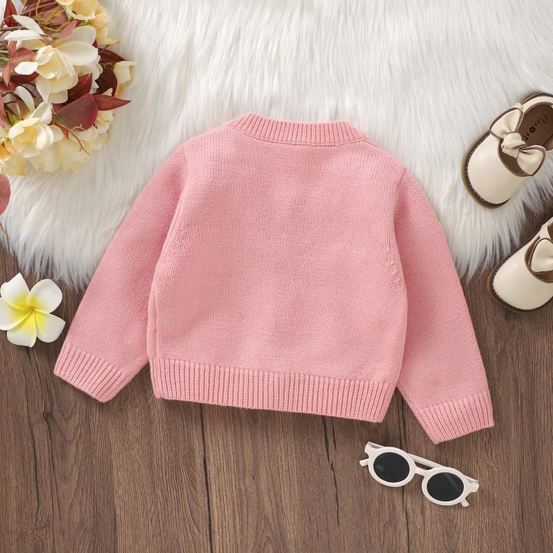 Neiwech Baby Girl Cardigan Sweater Toddler Knit V-Neck Button Long Sleeve Outwear Fall Winter Clothes - Image 3