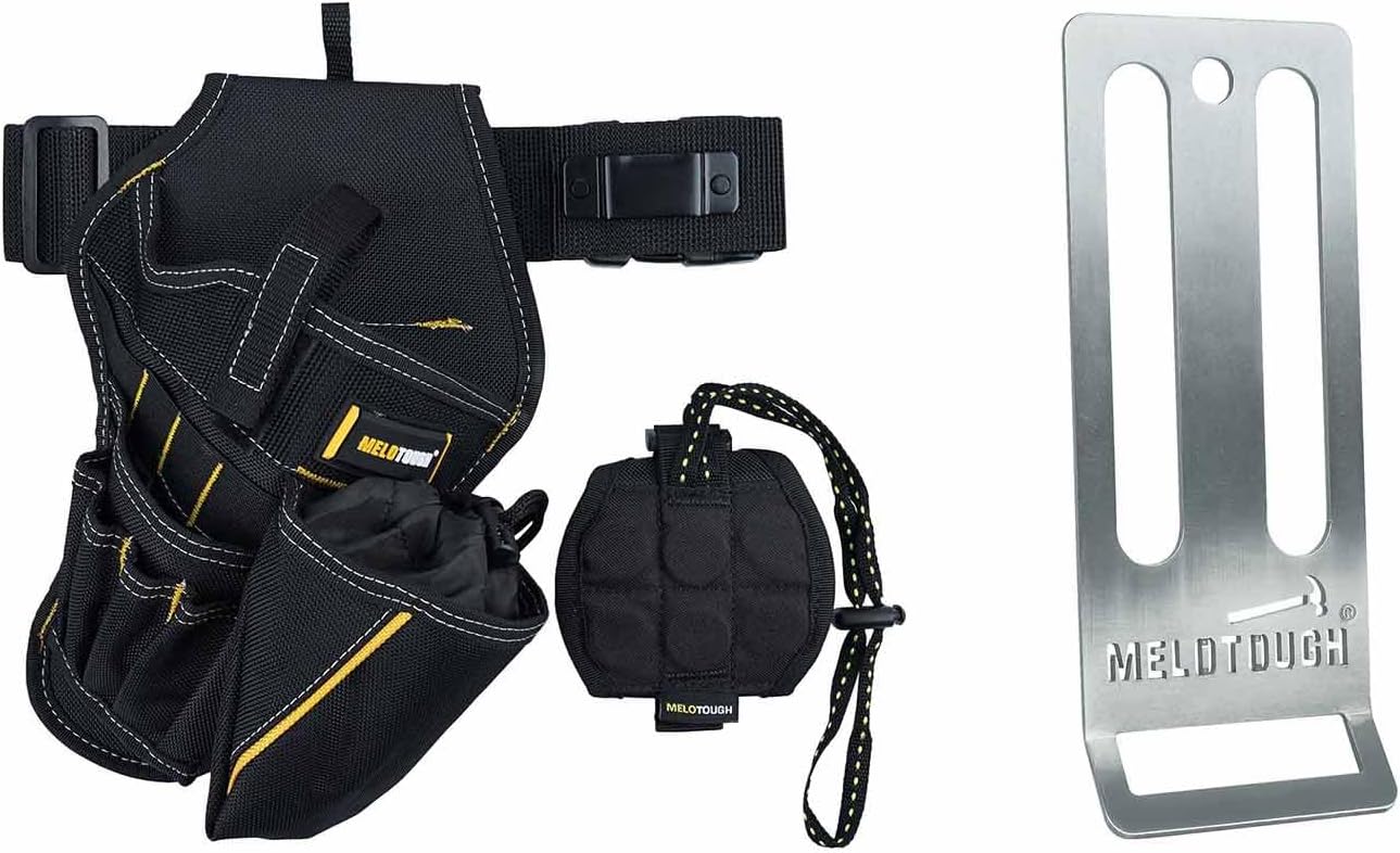MELOTOUGH Impact Holster 3-in-1 Drill Holster Combo with Magnetic Wristband,Stainless Steel Drill Belt Holder,Drill Holder for Tool Belt