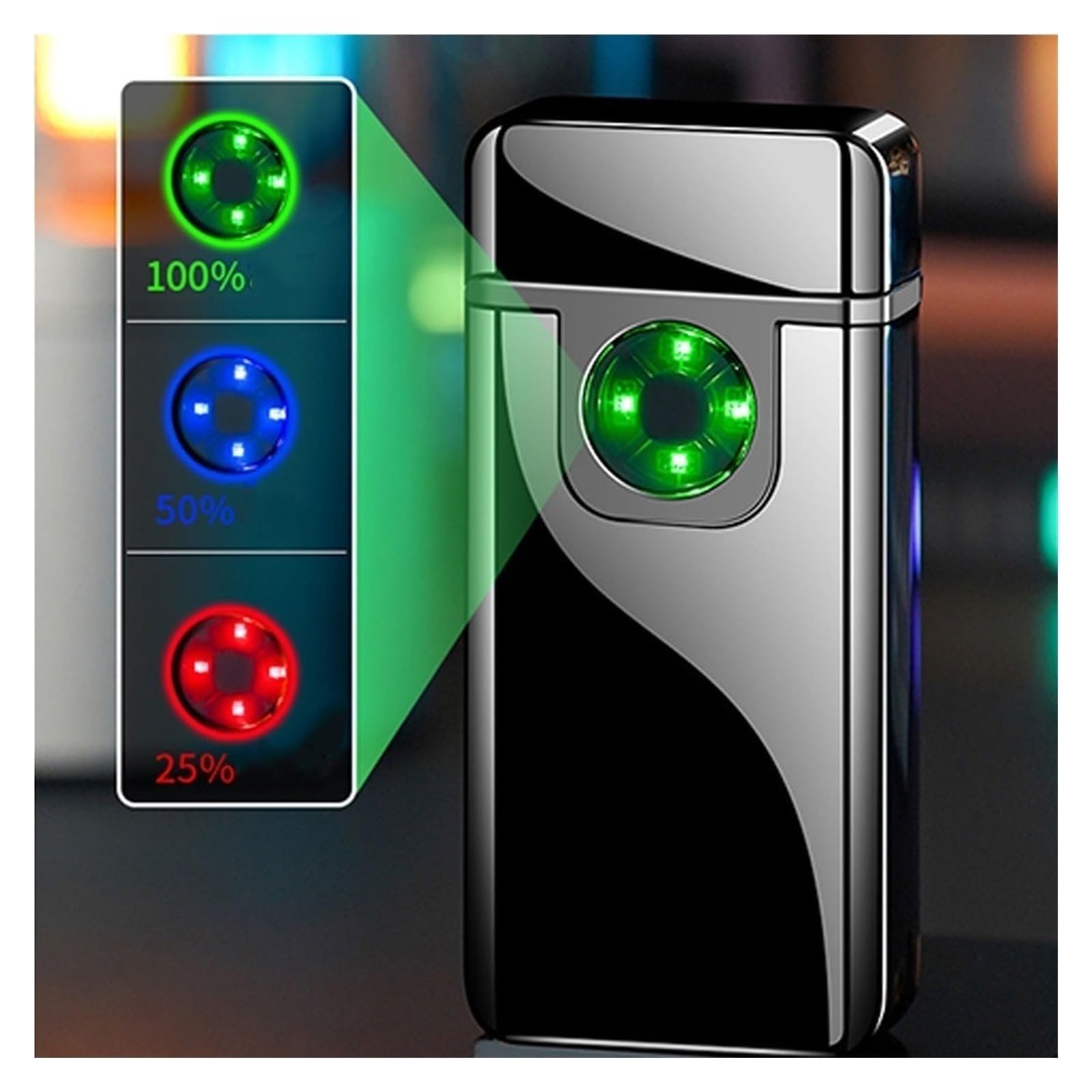 Briquet Coupe-Vent avec Capteur D'empreintes Digitales, Briquet Butane, Flamme Bleue Droite Réglable avec Réservoir De Carburant Visible (Butane Non Inclus)(Black)