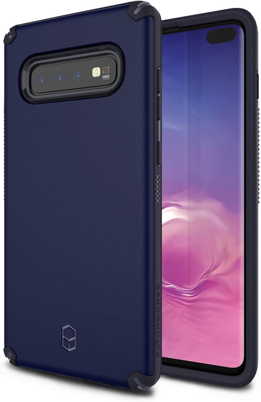 Galaxy S10+ Plus Case [2019], PATCHWORKS Military Grade CertifiedDual LayerImpact ResistantCorner Protection with Poron XRDWireless Charging Compatible [Level Arc Series], Navy Blue