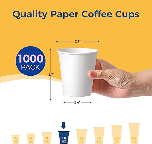 Miniatura 9 de Fit Meal Prep Paquete de 100 tazas de café de papel desechables de 24 onzas, tazas calientes de primera calidad para bebidas calientesfrías, vasos