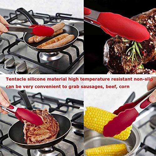 Wuqiang Cucina Strumento Morsetto 12 Pollici Silicone Antiscivolo Alimentari Pane Grill Barbecue Clip Pinze Utensili da Cucina (Nero) (Color : Black)