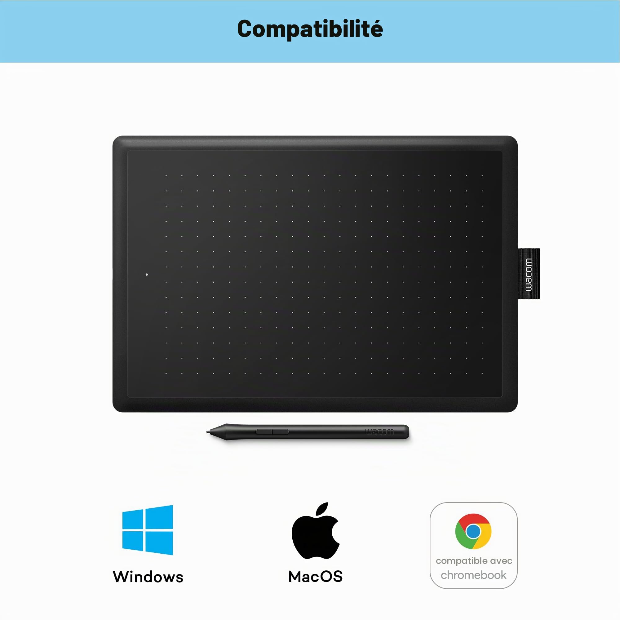 Wacom Tablette Graphique One, Noir/Rouge, Medium