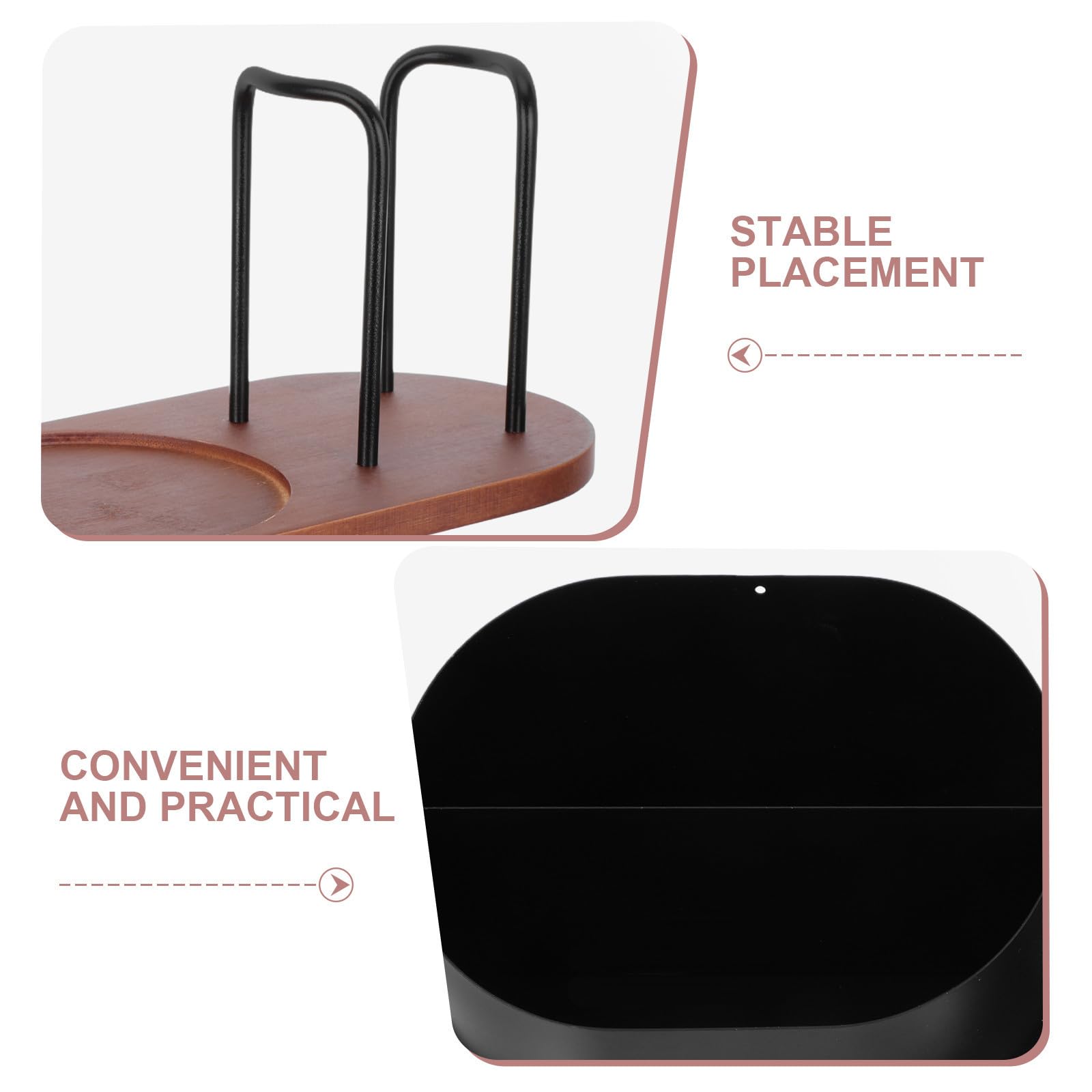 Organizzatore da Cucina in Legno e Acciaio Inox 2 Scomparti Divisi per Conservare Capsule di Caffè e Cannucce, per Ufficio e Workspace Rustico Riutilizzabile