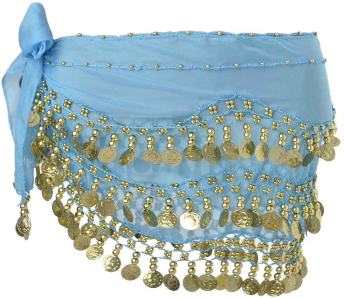 Morices Belly Dance Hip Scarf, Belly Dancing Skirt Hip Scarves with Dangling Gold Coins for Performance Costume Belly Dance Yoga Class