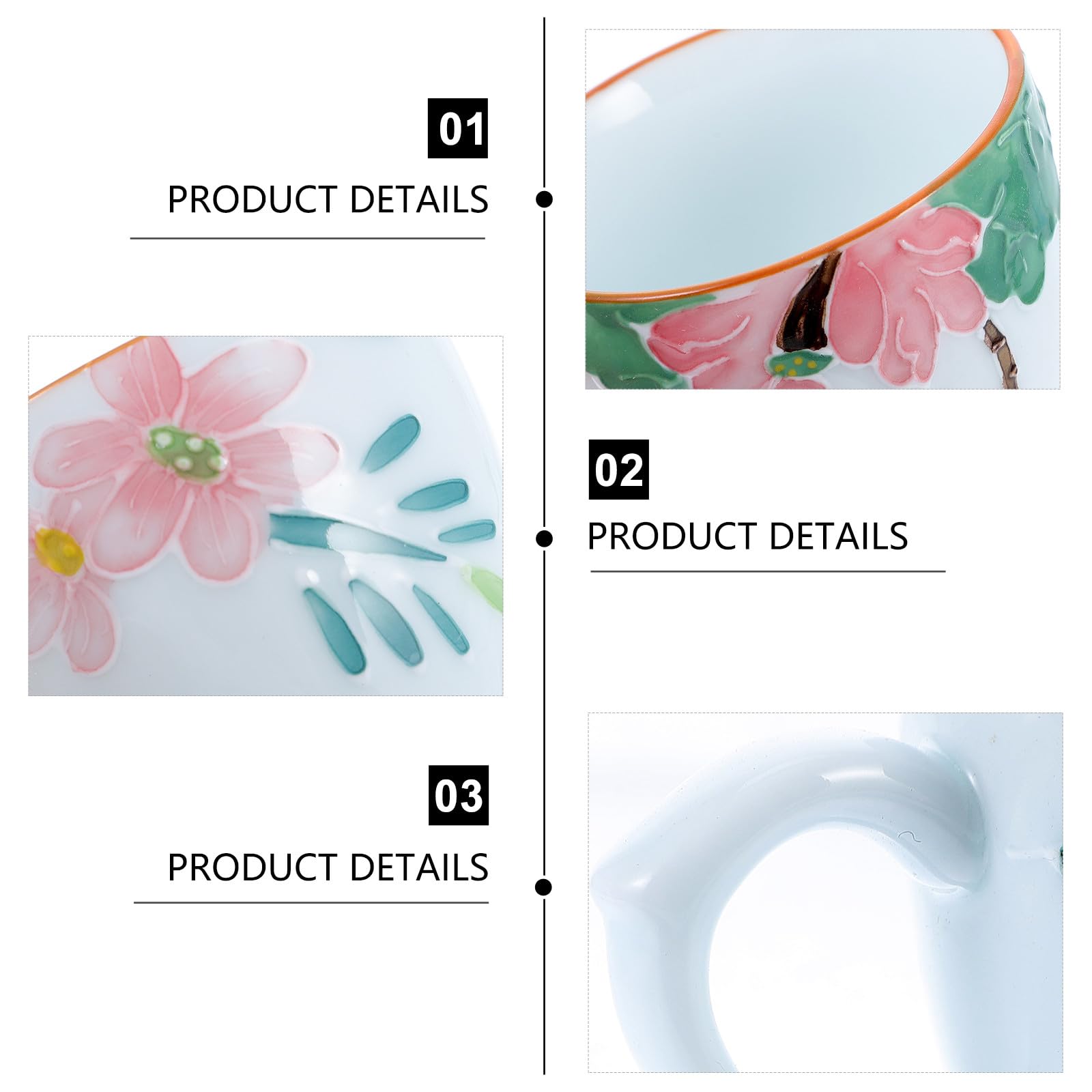 Set 6 Tazze da Tè in Porcellana Resistente al Calore, Design Retro Unico per Riunioni di Tè, Perfette per Preparare e Gustare Infusi Tradizionali