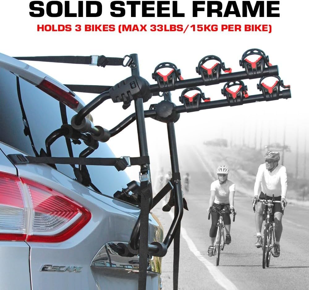 Road-Max TRIMAX Easy Rider' Bike Carrier for 3 Bikes, Trunk Mount