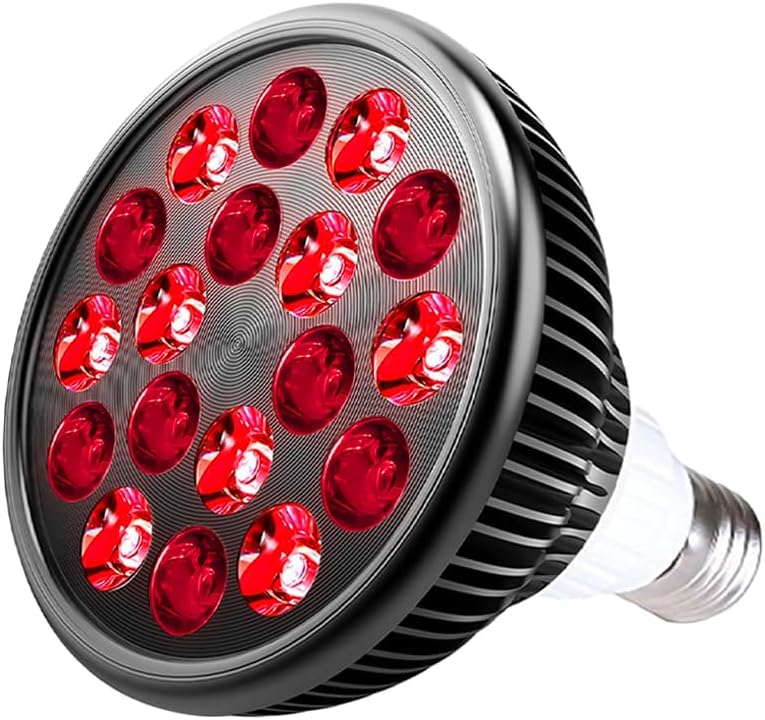 Red & Near Infrared Light Therapy Bulb – 18 LEDs with 660nm, 810nm, 850nm, 940nm Wavelengths – Wellness Light for Skin & Body – Aluminum Shell, E26 Socket.