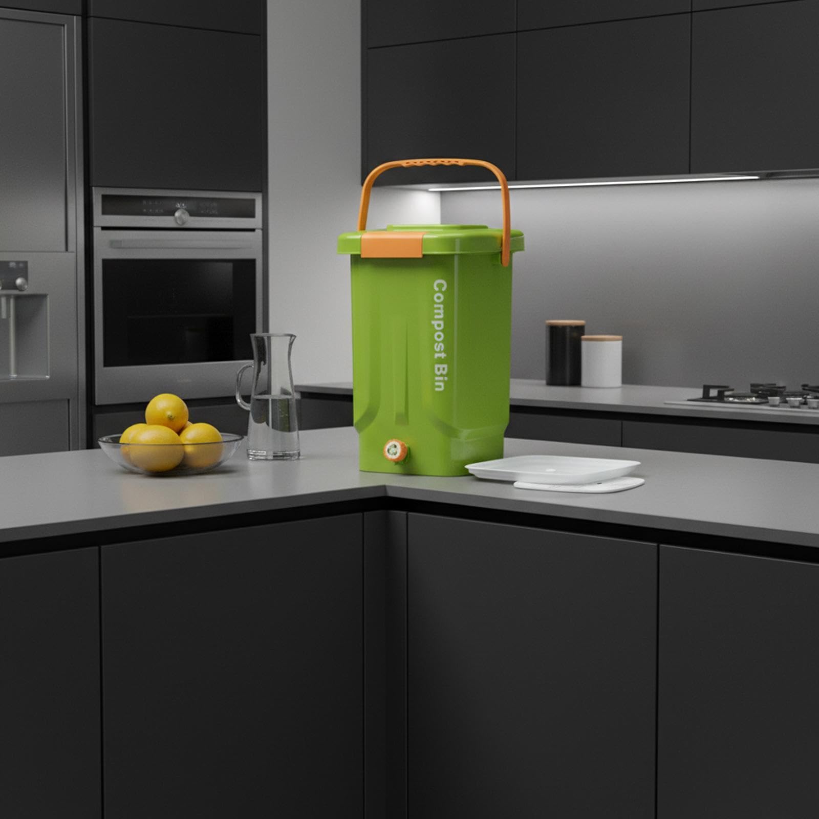 Compostadora Recipiente Compostaje Cocina Residuo Orgánico Cubo con Asa Fácil Uso Multiusos Adecuado para Cocina Hogar Exteriores Jardín, 30cmx30cmx45cm
