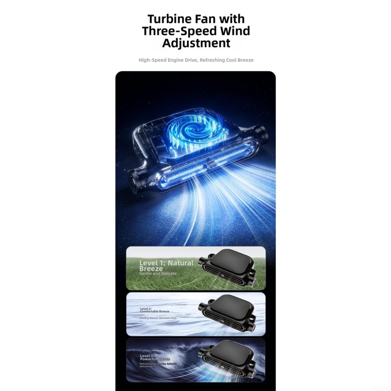 Ventilador de asiento de coche recargable por USB con 3000 mAh, refrigeración turbo de 3 velocidades para asientos delanteros y traseros, ventilación de flujo de aire ajustable, accesorios portátiles
