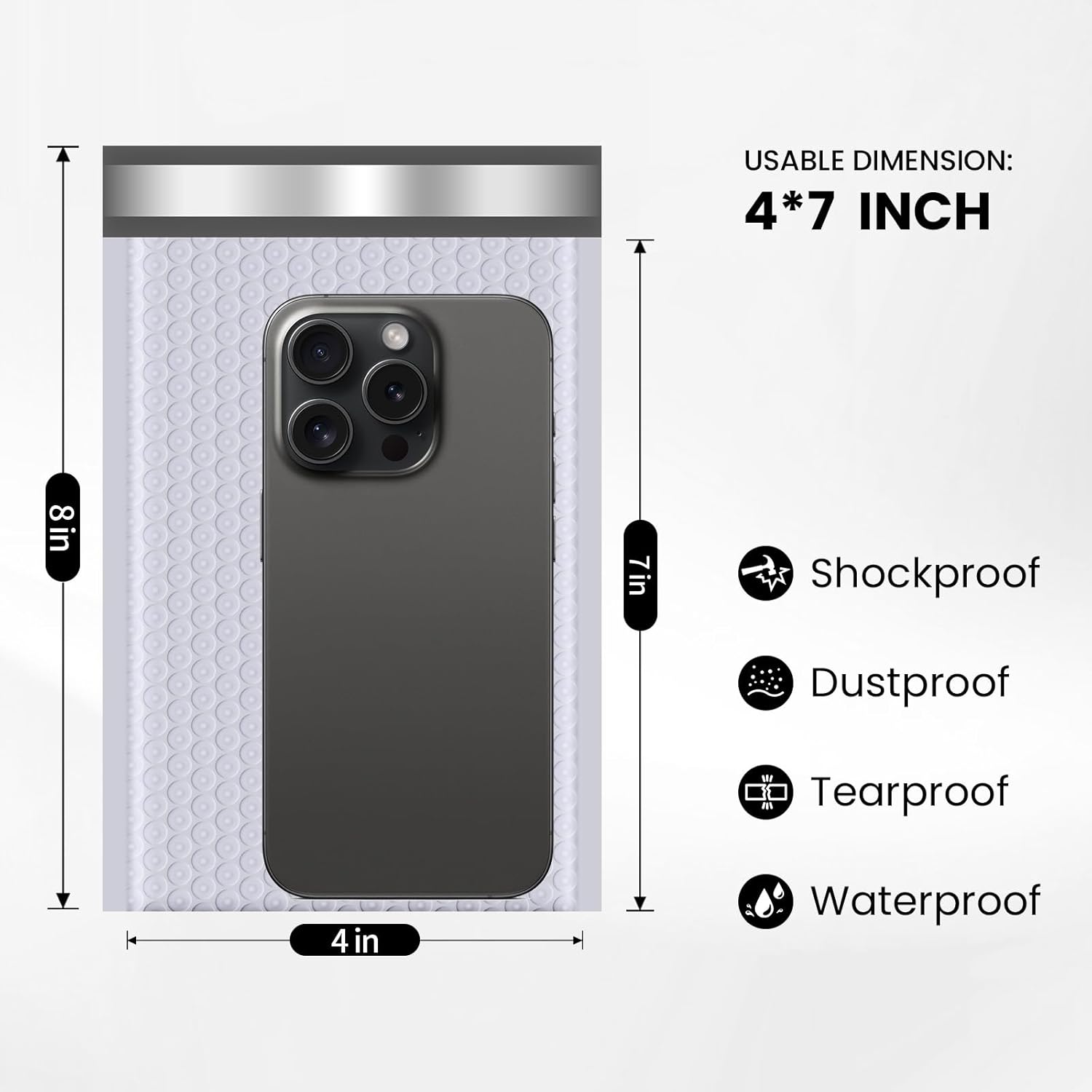 Bubble Mailers 4x8inch 200Pack Gray Bubble Mailers Self-Seal Padded Mailing Envelopes Bubble Opaque Padded Mailer for Small Businesses to Package and Mail Jewelry Cosmetics#000(white,gray) - Image 2