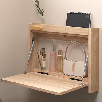 Folding Wall Desk, Wood Wall Mounted Desk, Fold Down Wall Mount Laptop Desk, Corner Floating Desk for Small SpacesB,36cm/14.1in