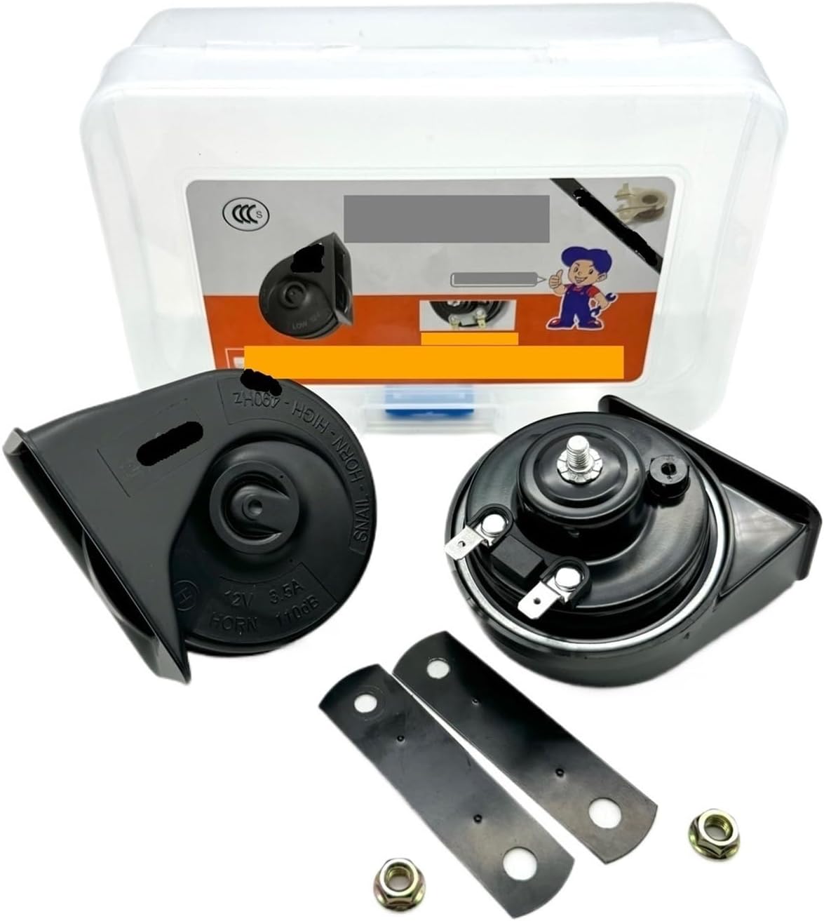 New 12V Waterproof High And Low Tone Dual-Tone Super Loud Snail Horn Universal Car Electric Vehicle Motorcycle