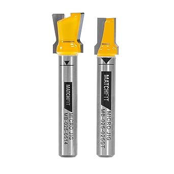 MICROJIG MATCHFIT Dovetail and Relief Router Bit Bundle for Clean Grooves, Reduced Tear Out, and Longer Tool Life in Cabinet Making, and Furniture Building, Woodworking Tools, 14 Shank