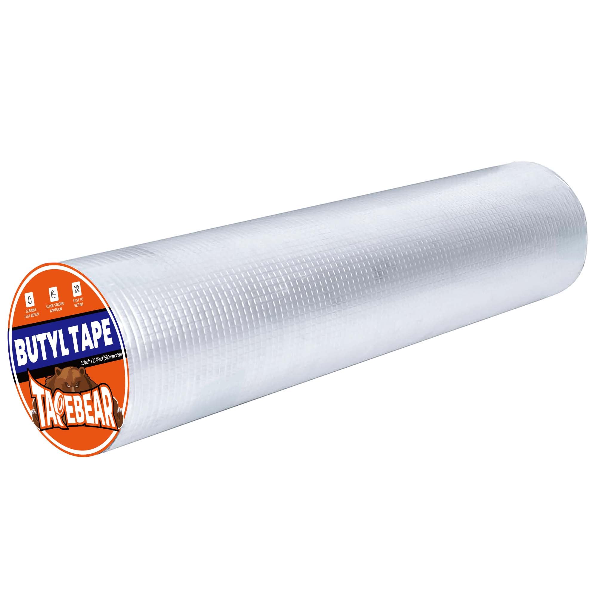 TAPEBEAR Alu Butylband 500mm x 5m, wasserfest, für Dach, Fenster, Rohr, Silikon, EPDM, Reparatur, Außenbereich