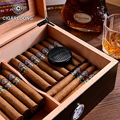 SJHDHDA Humidor Cigar Board Handmade Cigar Humidor Royal Glass-Top Cigar Humidor Cedar Cigar Booktop Box Bureau de Bureau Learned extensively – vue 3