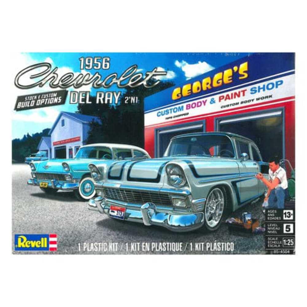 Revell 85-4504 1956 Chevy Del Ray 2N1 Model Car Kit 1:25 Scale 153-Piece Skill Level 5 Plastic Model Building Kit, Blue