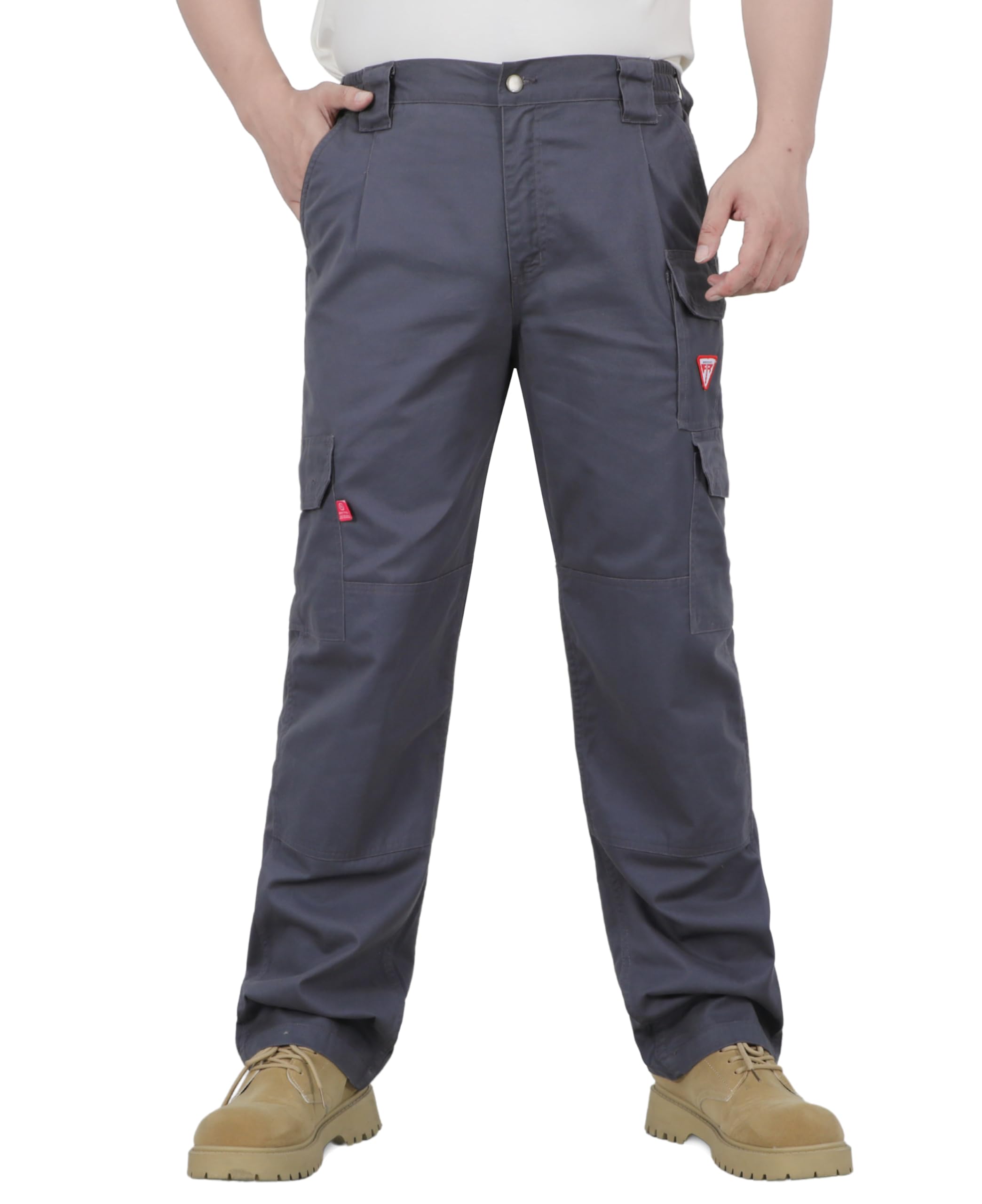 TICOMELA FR Pants for Men Flame Resistant Cargo Pants Lightweight 100% Cotton NFPA2112 7.5oz Elastic Waist Pants