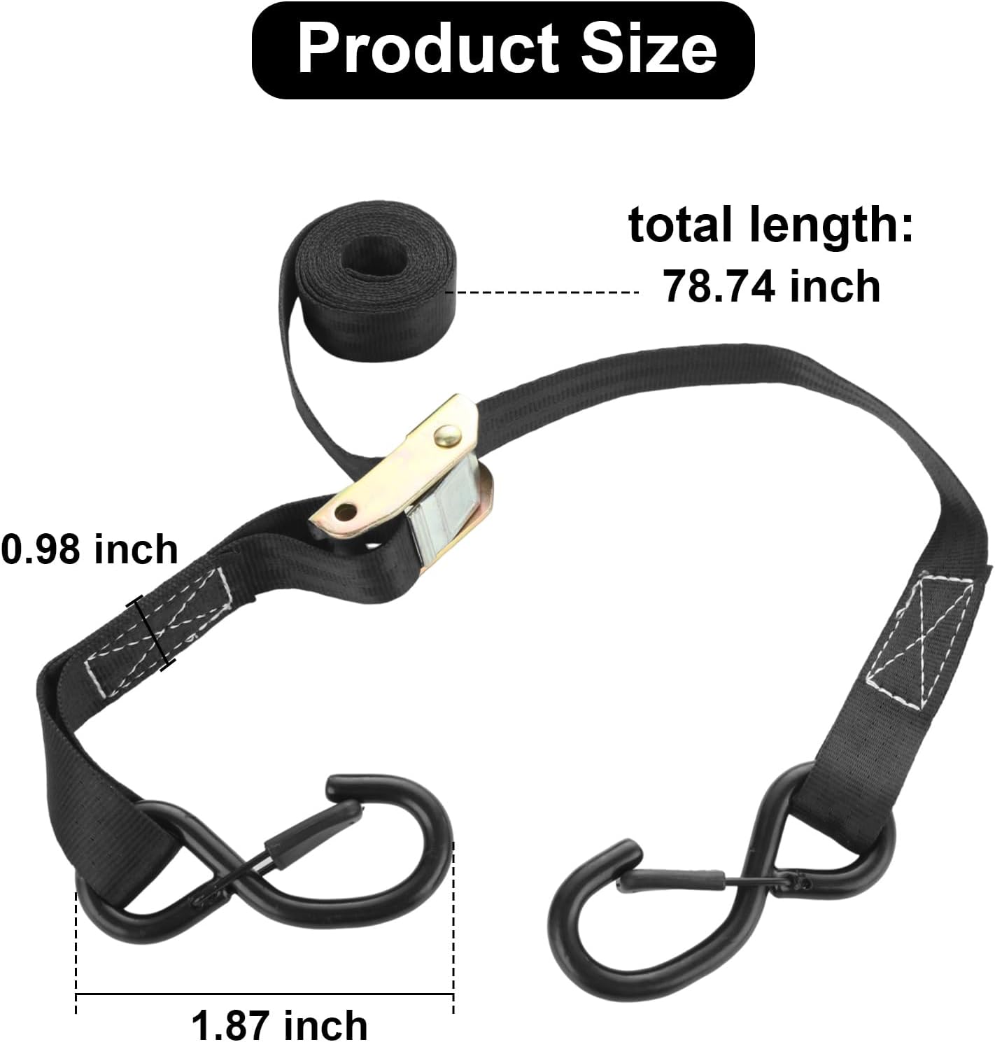 4 Pack Motorcycle Tie Down Straps 1" x 6.6' 1,823lb Break Strength Cam Buckle Tie Down Straps Heavy Duty Soft Loop Ratchet Straps for Dirt Bike, Motor Bike, Kayak, Car, Truck, Cargo - Image 2