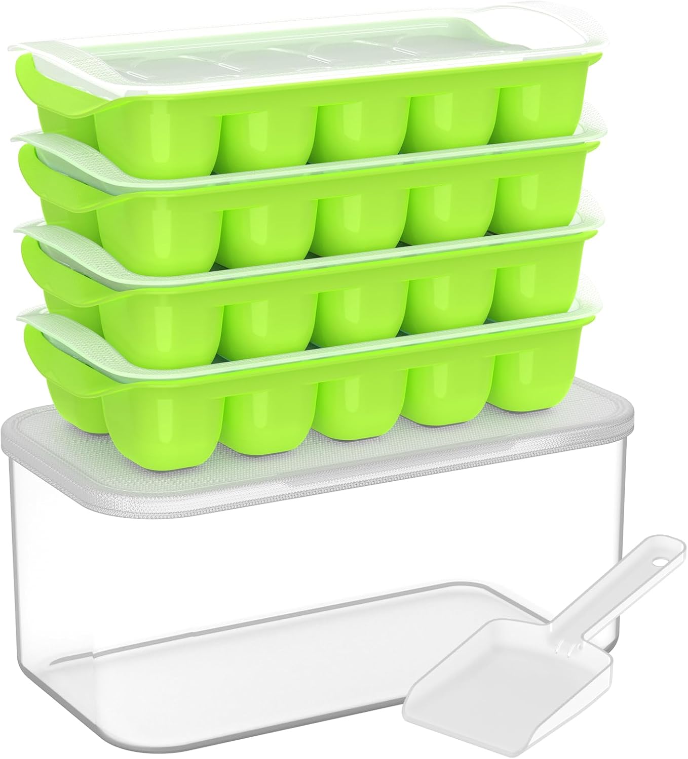 DOQAUS: Easy-pop ice trays with lid & bin.