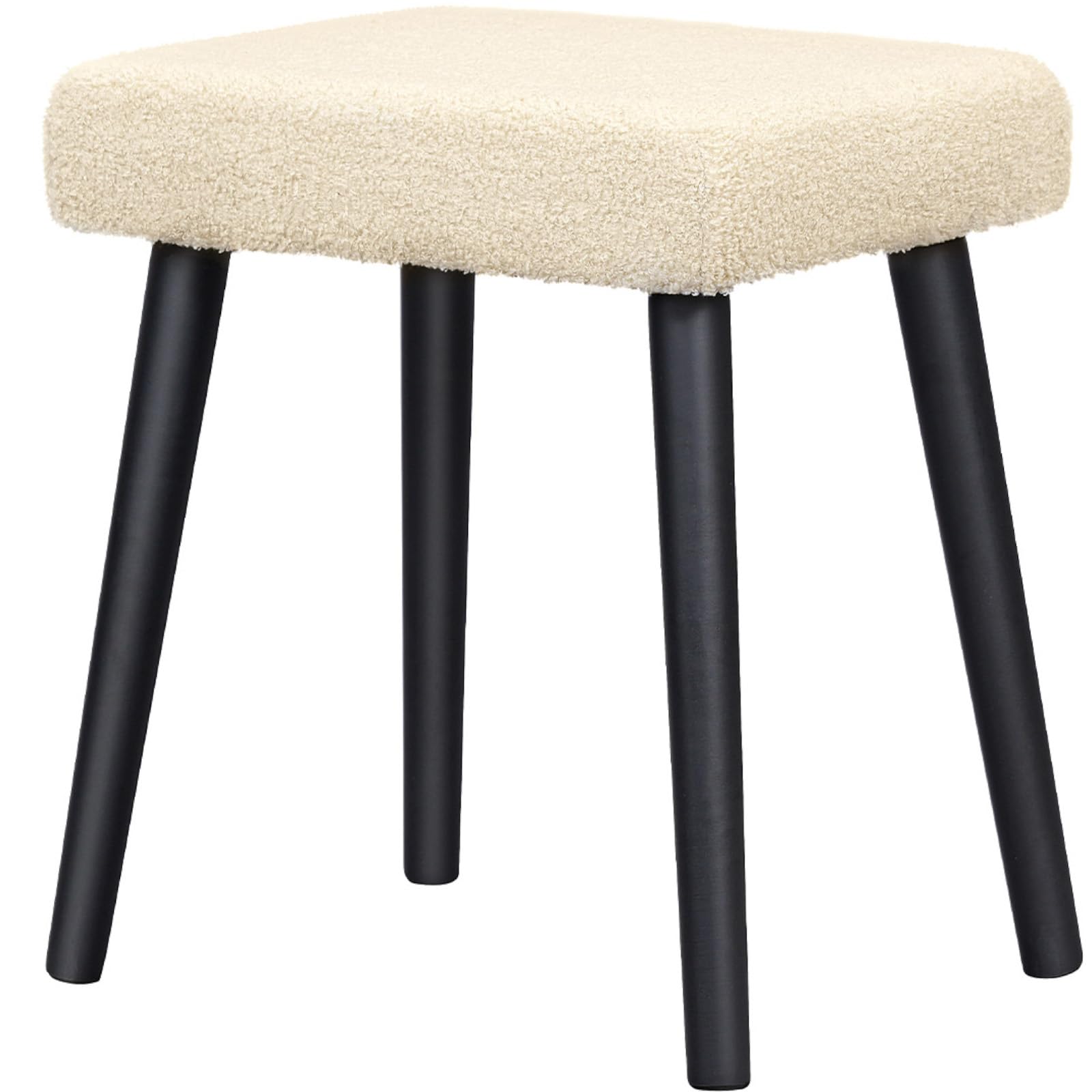 eSituro Taburete de Tocador Maquillaje con Asiento Tapizado en Tejido Polar Teddy, Silla para Tocador, 42x32x48 cm, Beige