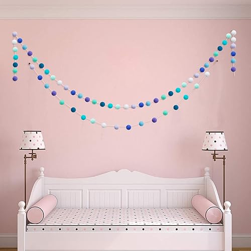 Miniatura 3 de levylisa Guirnalda de pompones de lana multicolor arcoíris de 9.8 pies, 36 bolas para decoración de árbol de Navidad, fiesta de vacaciones, pancarta