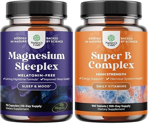 Paquete de suplemento de magnesio para dormir de alta absorción, magnesio tranquilo sin melatonina para el sueño y complejo de vitamina B
