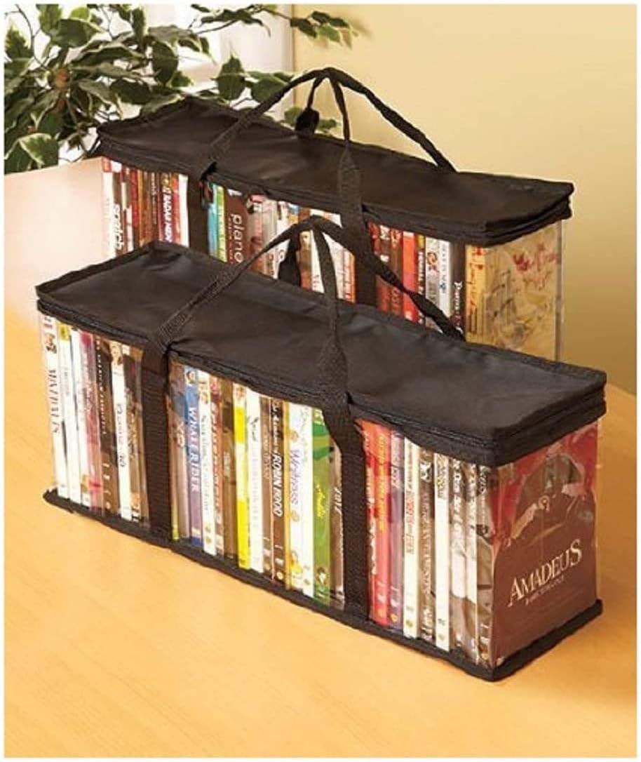 Set of 2 DVD Storage Bags (Holds 40 DVD's Each - 80 Total!). Convenient Travel Case for Media. Stackable, Easy to Carry.