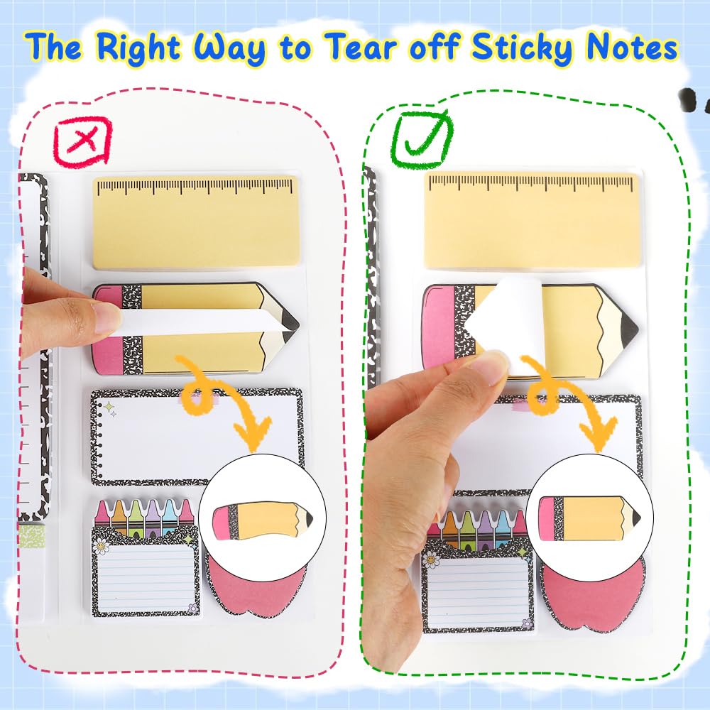 Haftnotizen für Lehrer, 2 Stück, selbstklebende Notizblöcke für Lehrer, niedliches Post-It-Notizen, Zubehör für Lehrer, Klassenzimmer, Muss für den Schulanfang, Geschenke für Lehrer