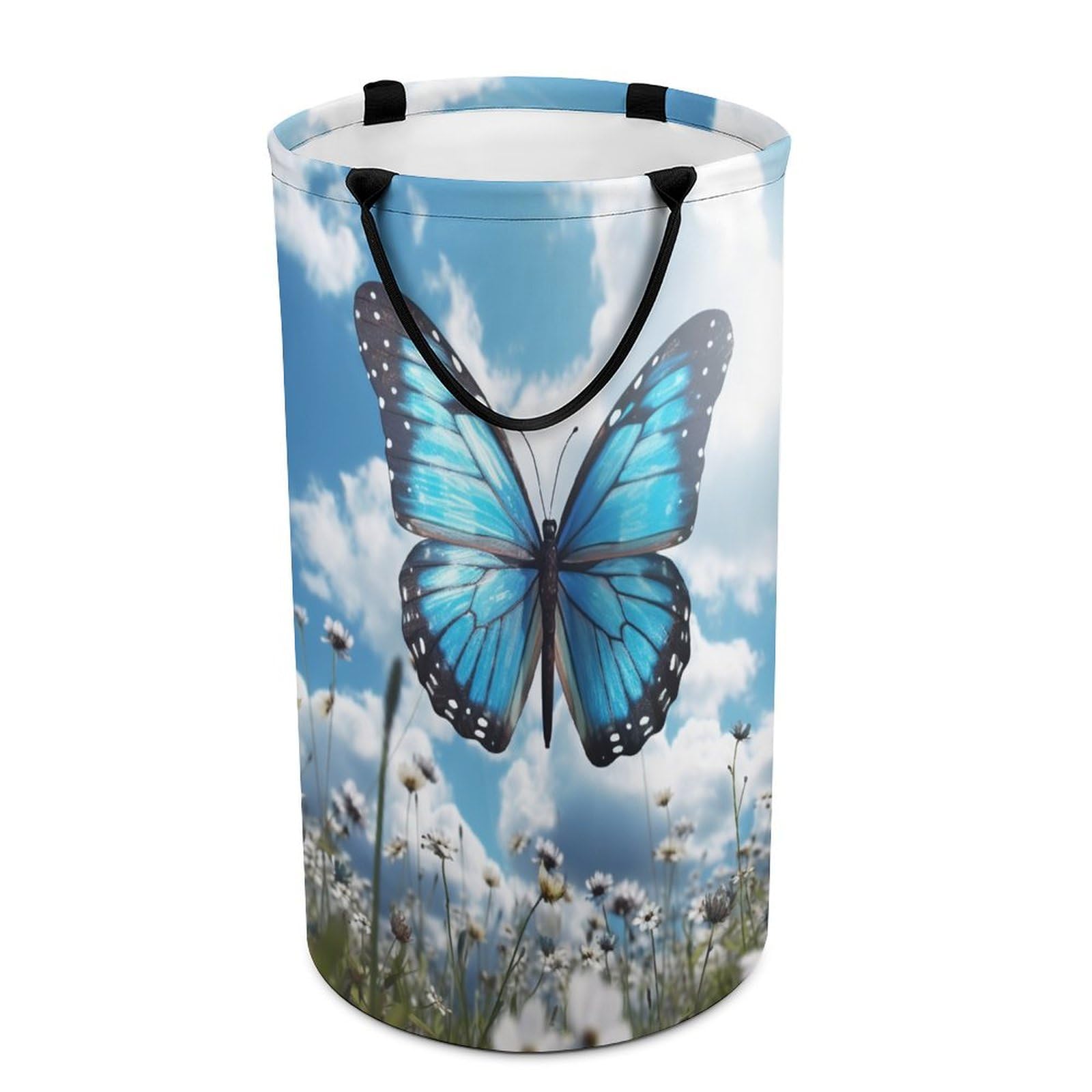 Panier à linge pliable anti-encombrement bleu pour vêtements et jouets de chambre