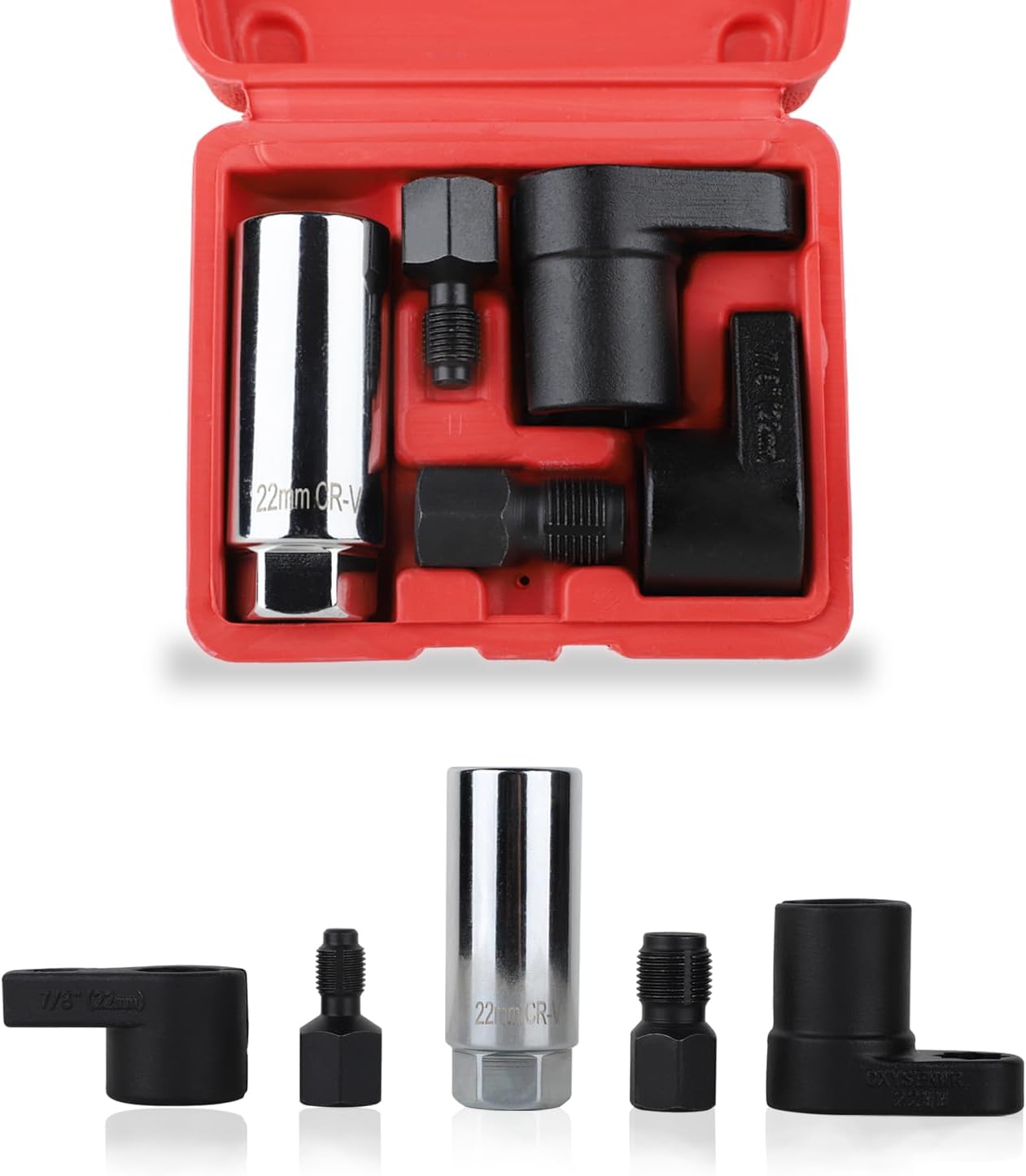 ITEQ 5 Pcs Automotive Oxygen Sensor Socket Wrench Remover tool and Thread Chaser Set